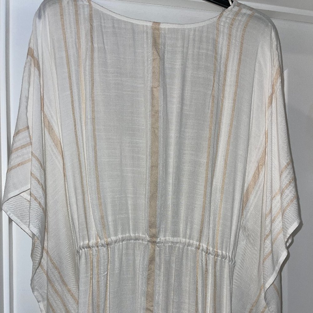 VICI - SEACLIFF STRIPED ADJUSTABLE KAFTAN - OFF WHITE/ TAUPE  M/L - Picture 7 of 10